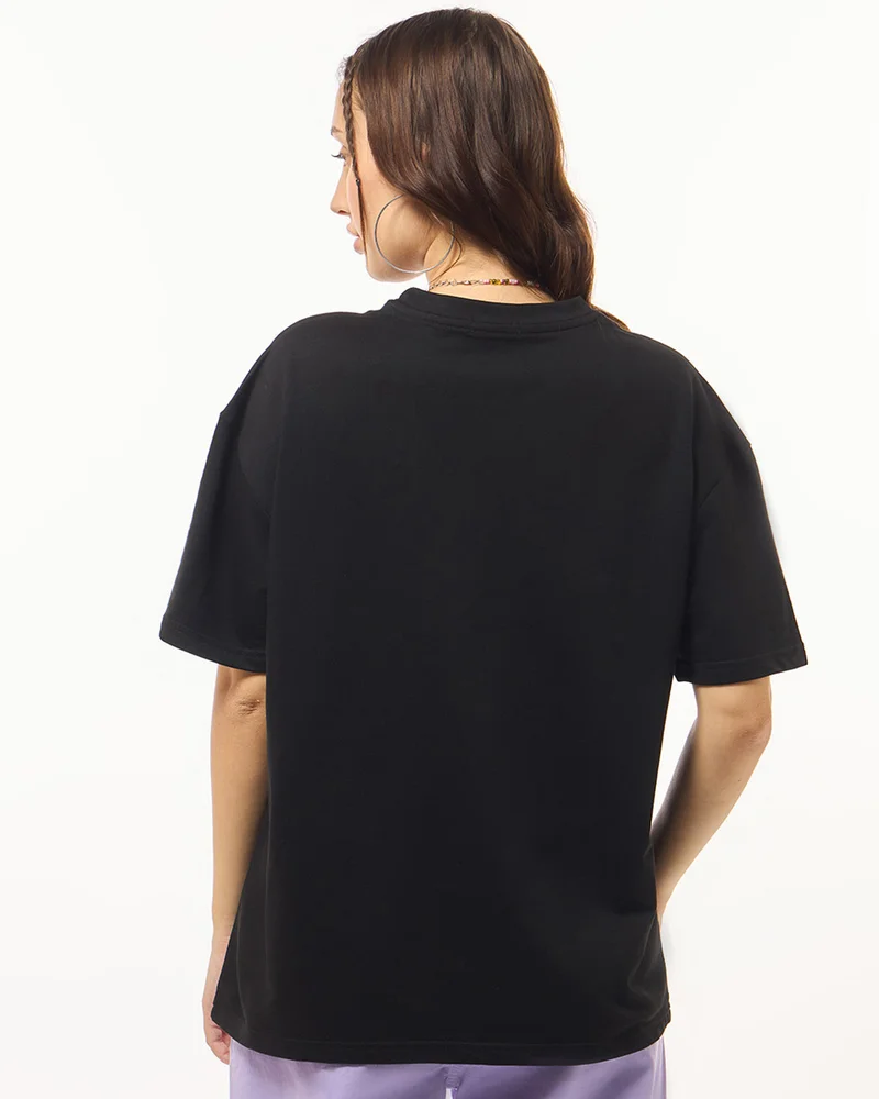 bewakoof Women's Black Oversized T-shirt
